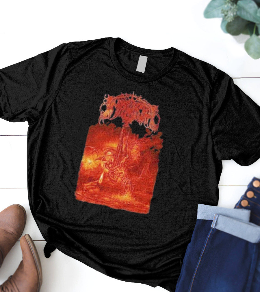 Immortal Damned In Black Fiery Red Scene T-Shirt