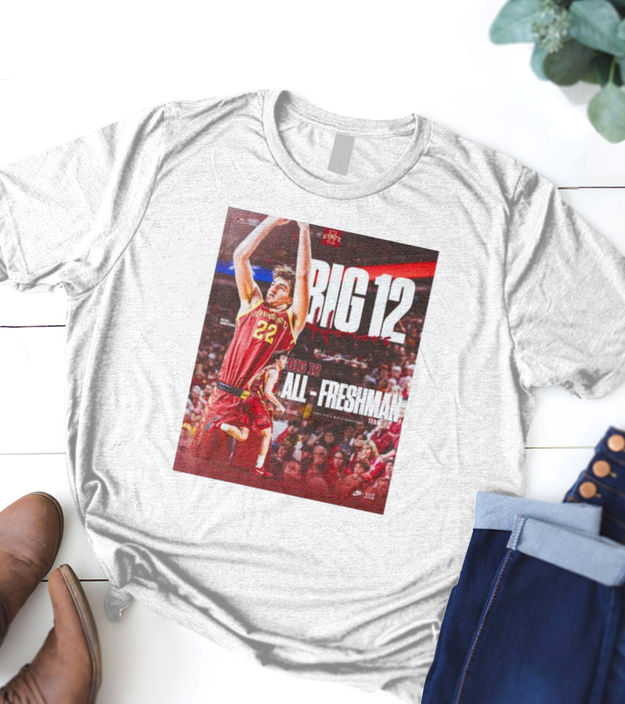 Iowa State Cyclones Men's Basketball Big 12 Honors Milan Momcilovic All Freshman Team T-Shirt