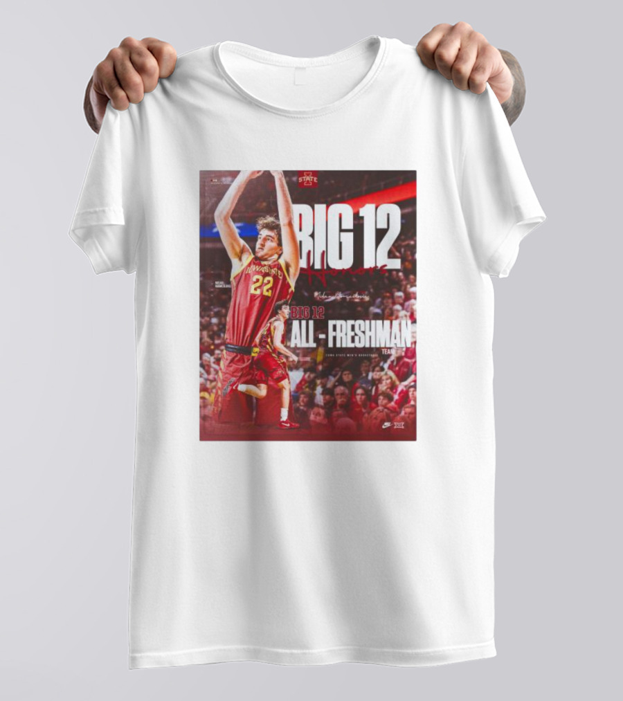 Iowa State Cyclones Men's Basketball Big 12 Honors Milan Momcilovic All Freshman Team T-Shirt