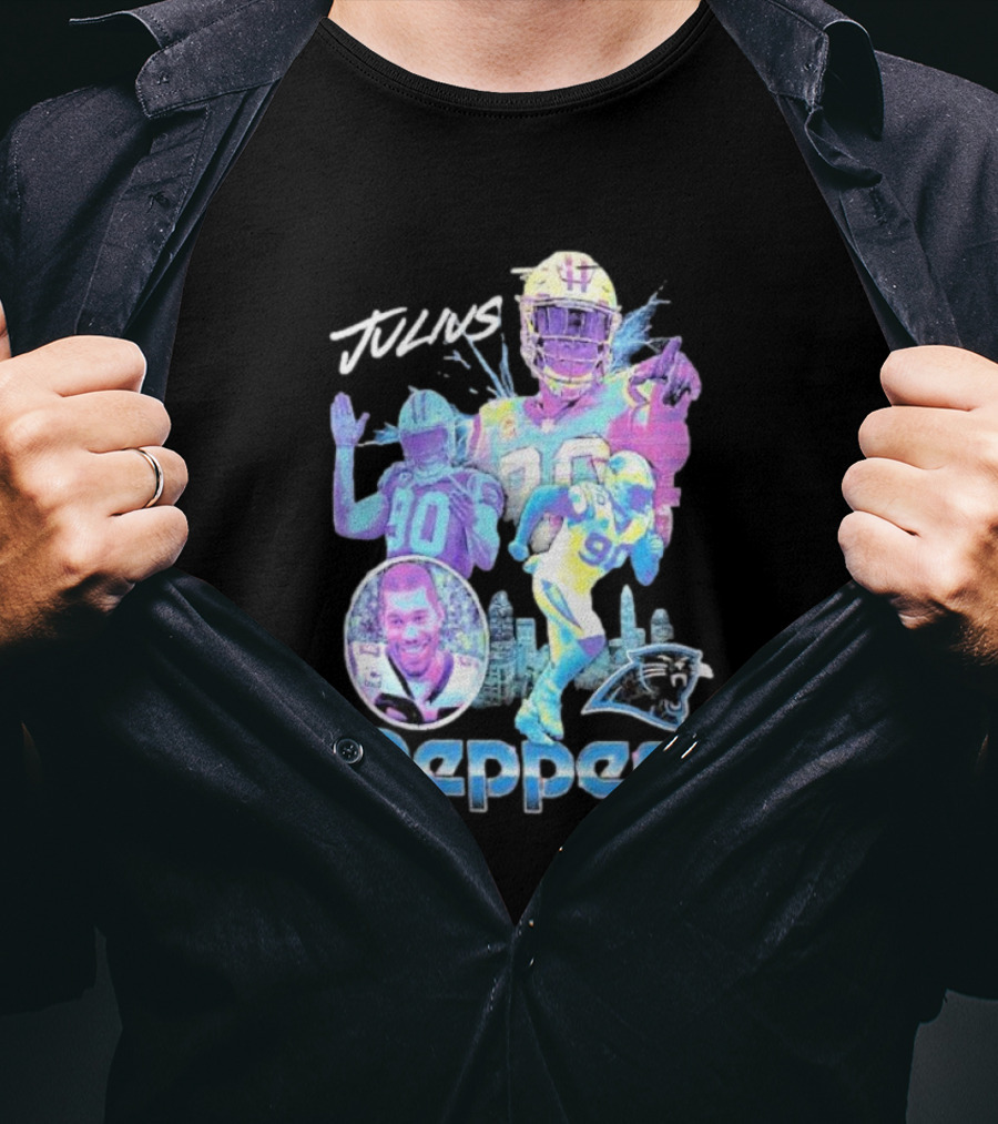 Julius Peppers Carolina Panthers Mitchell And Ness Concert Black New Era T-Shirt