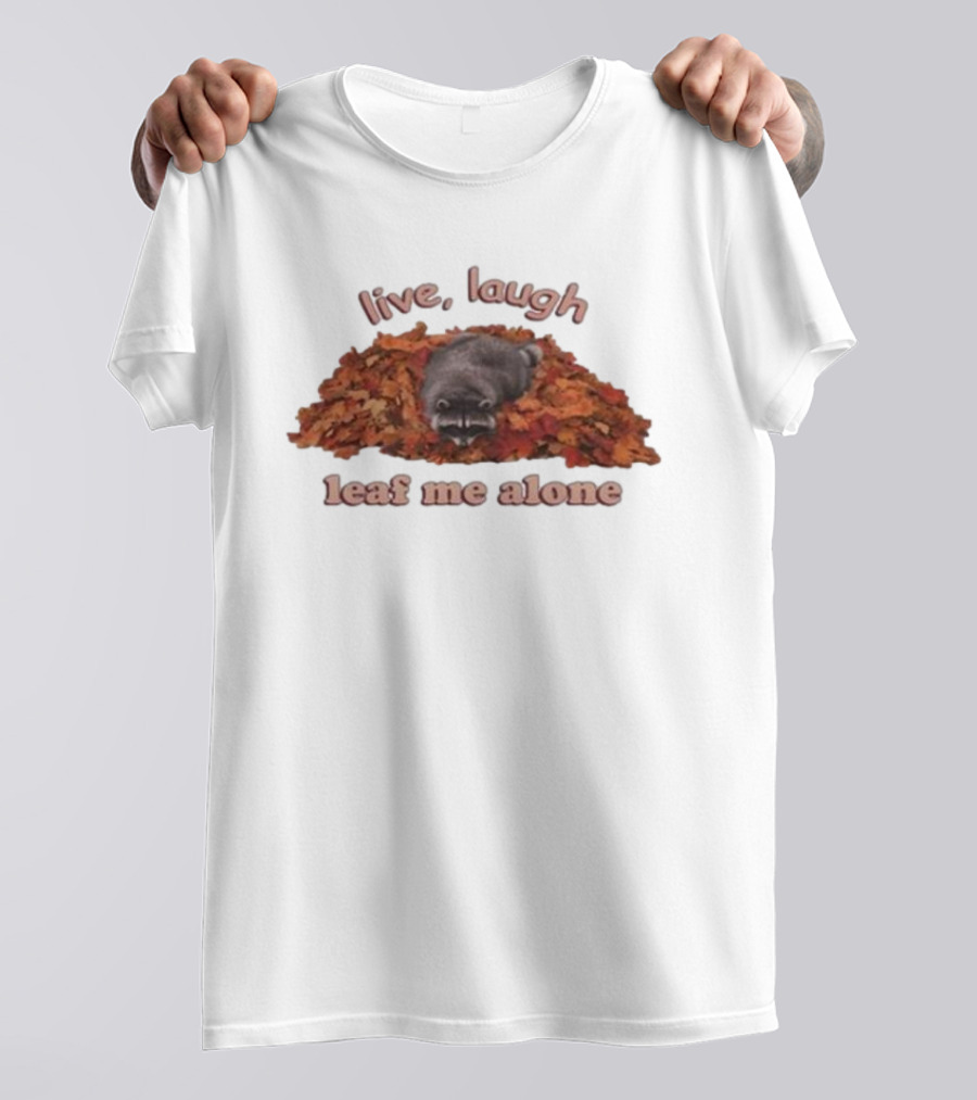 Live Laugh Leaf Me Alone Raccoon Autumn Leaves T-Shirt