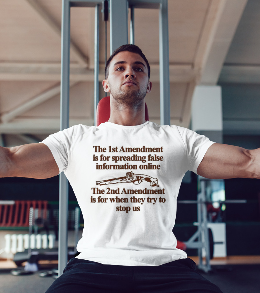 Theclassyshirts The 1St Amendment Is For Spreading False Information Online The 2Nd Amendment Is For When They Try To Stop Us T-Shirt
