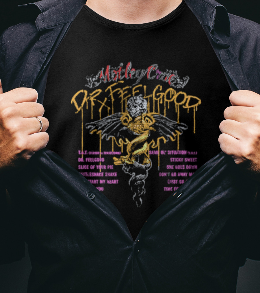 Mötley Crüe Dr Feelgood T.N.T. Tera Slice Rattlesnake Tracklist T-Shirt