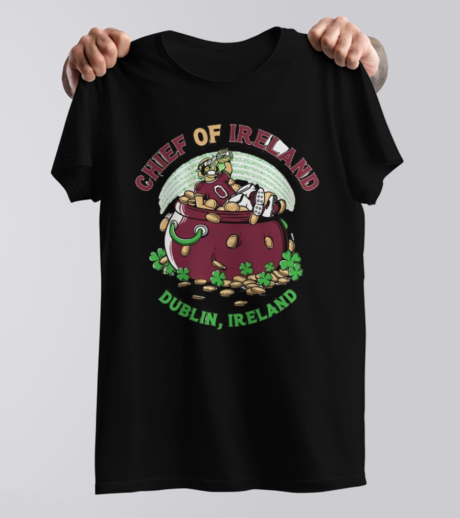 Chief Of Ireland Dublin Ireland Pot Of Gold Football Player T-Shirt