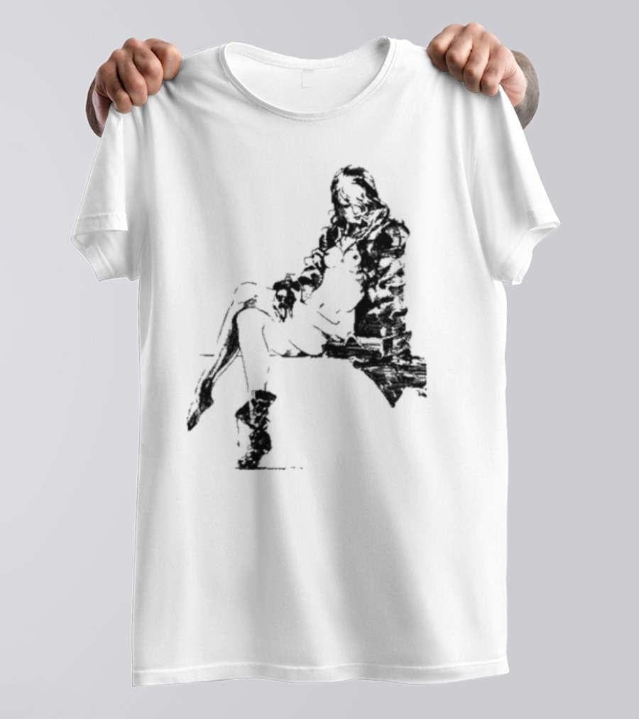 Espionagevr Store Big Sniper Mysterious Figure In Long Coat And Boots T-Shirt