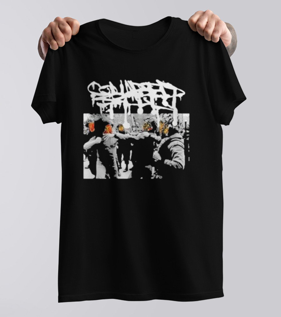 Squad Beat Collapsed Skull Neighbors Riot Scene T-Shirt