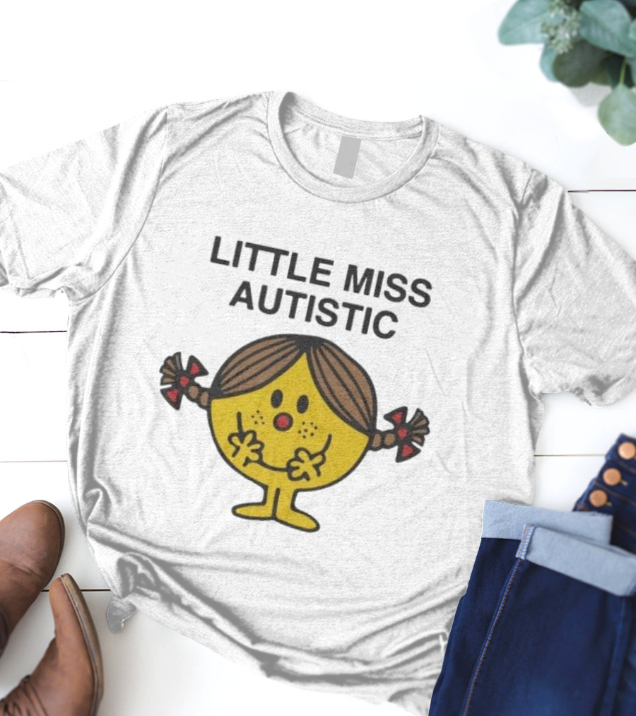 Little Miss Autistic Character With Pigtails And Yellow Face T-Shirt