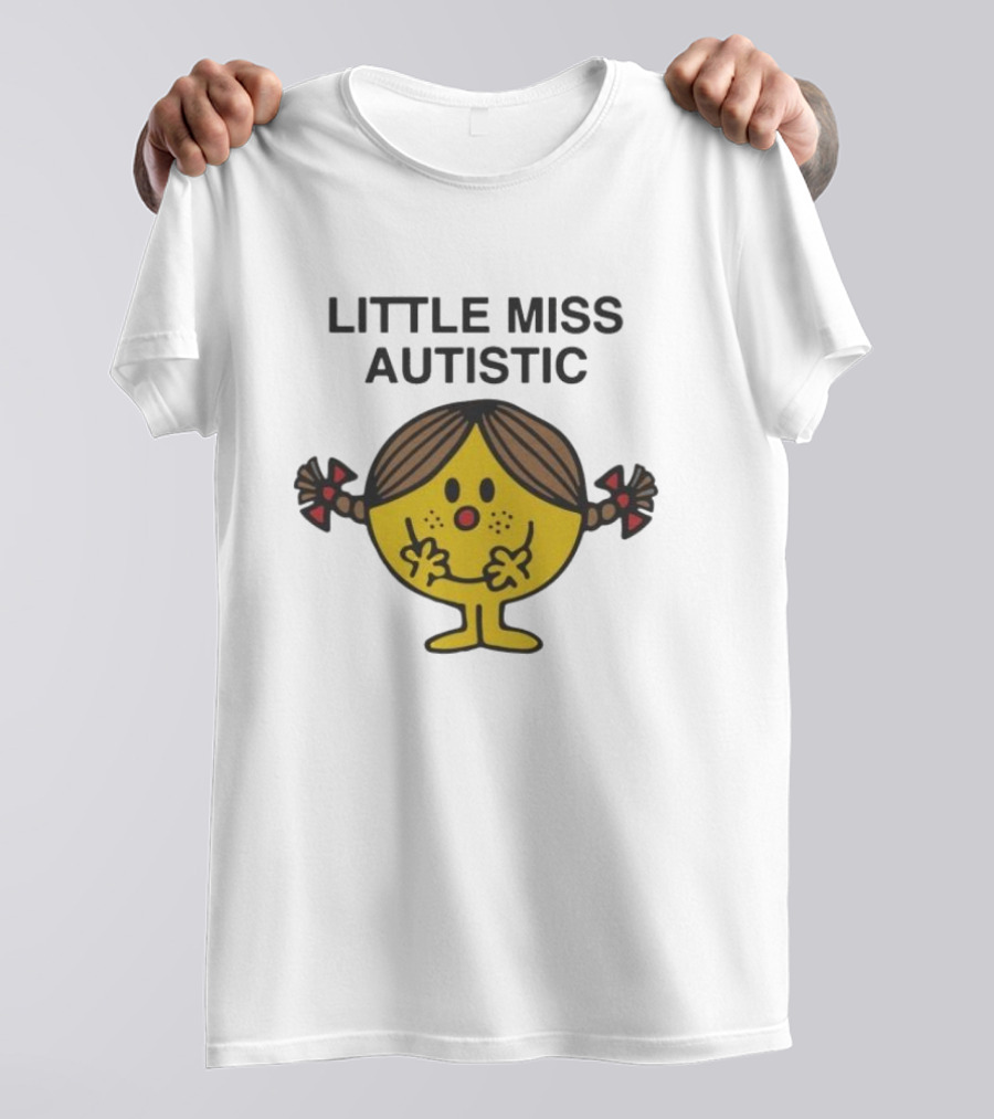 Little Miss Autistic Character With Pigtails And Yellow Face T-Shirt