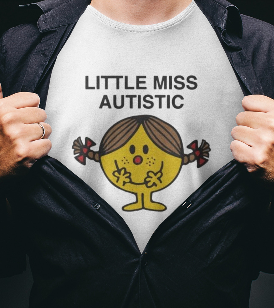 Little Miss Autistic Character With Pigtails And Yellow Face T-Shirt