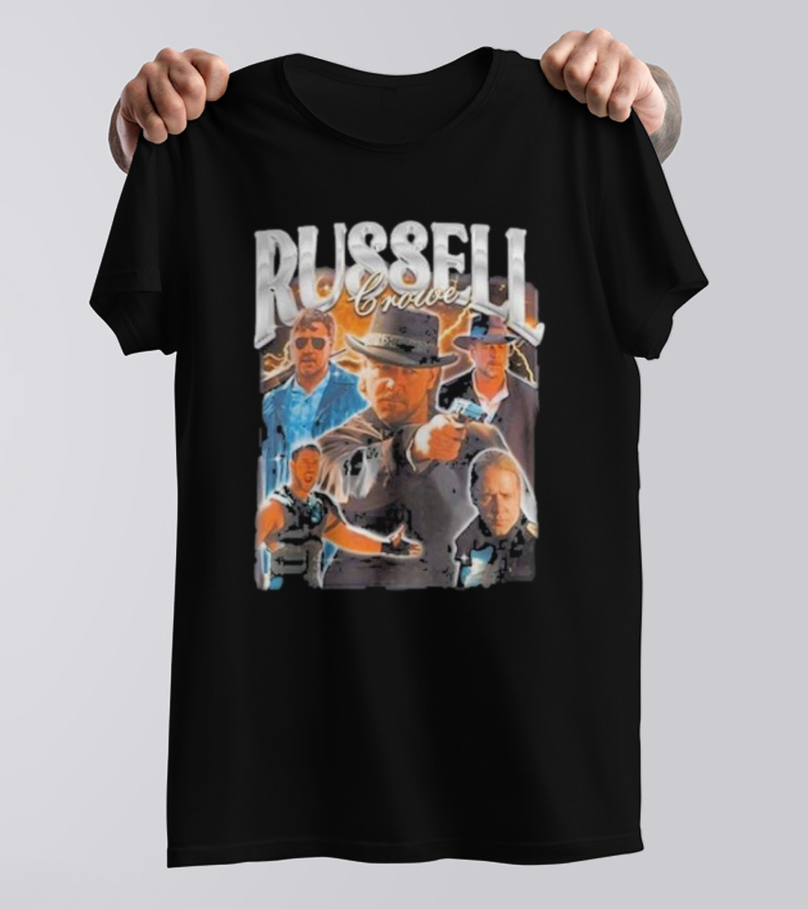 Russell Crowe Retro 90s Vintage Movie Collage T-Shirt