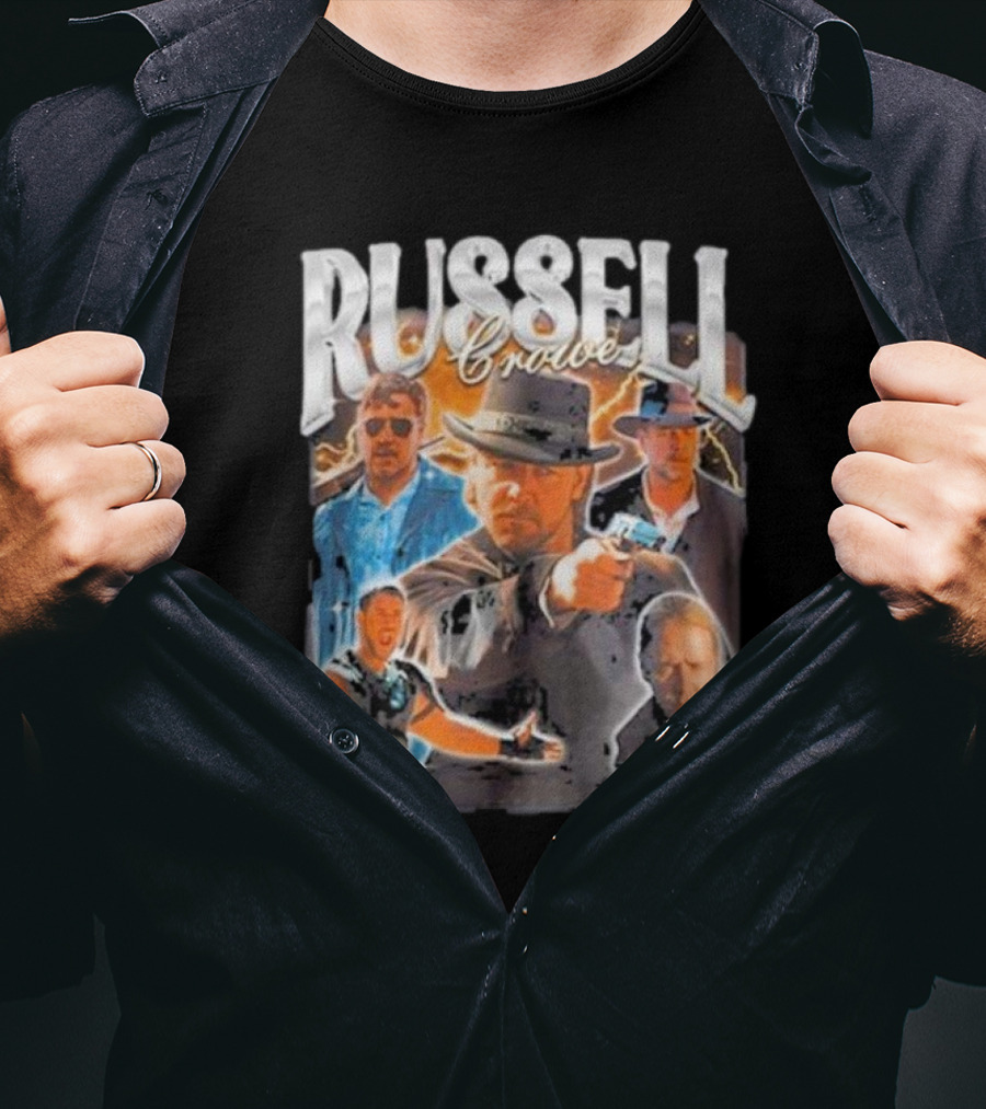 Russell Crowe Retro 90s Vintage Movie Collage T-Shirt