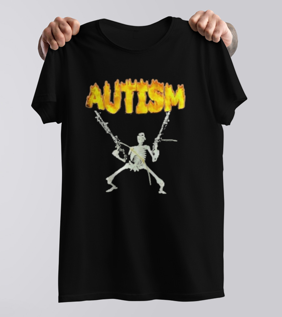 Skeleton Squad Humor And Bones Unite Autism Blaze T-Shirt