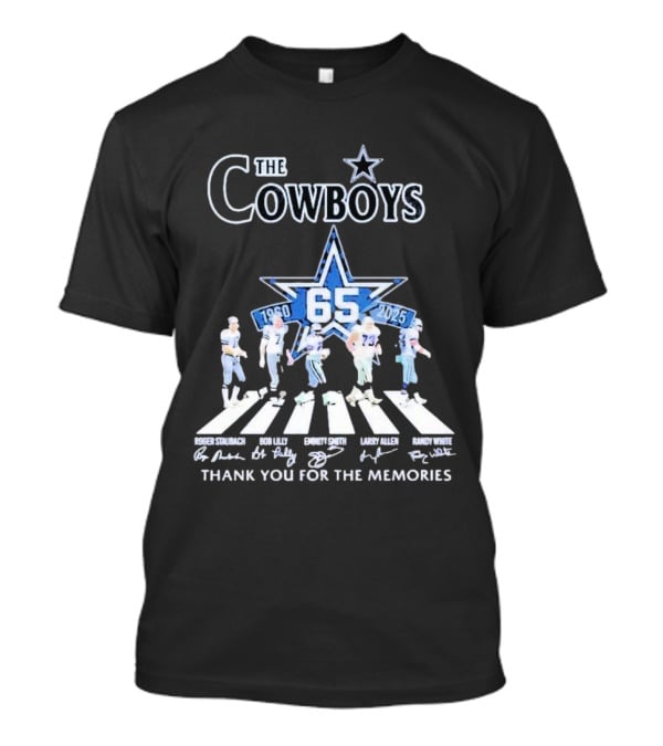 The Cowboys 65 Years 1960-2025 Thank You For The Memories Roger Staubach Emmitt Smith Bob Lilly Larry Allen Randy White T-Shirt