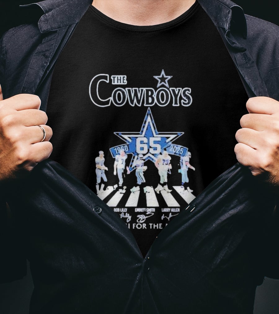 The Cowboys 65 Years 1960-2025 Thank You For The Memories Roger Staubach Emmitt Smith Bob Lilly Larry Allen Randy White T-Shirt