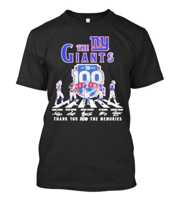 The New York Giants Celebrating 100 Seasons With Icons And Signatures Thank You For The Memories T-Shirt