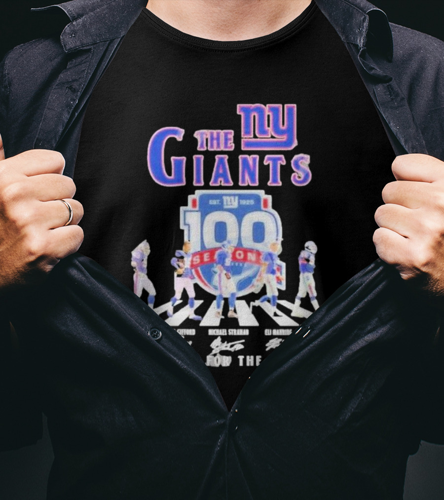 The New York Giants Celebrating 100 Seasons With Icons And Signatures Thank You For The Memories T-Shirt