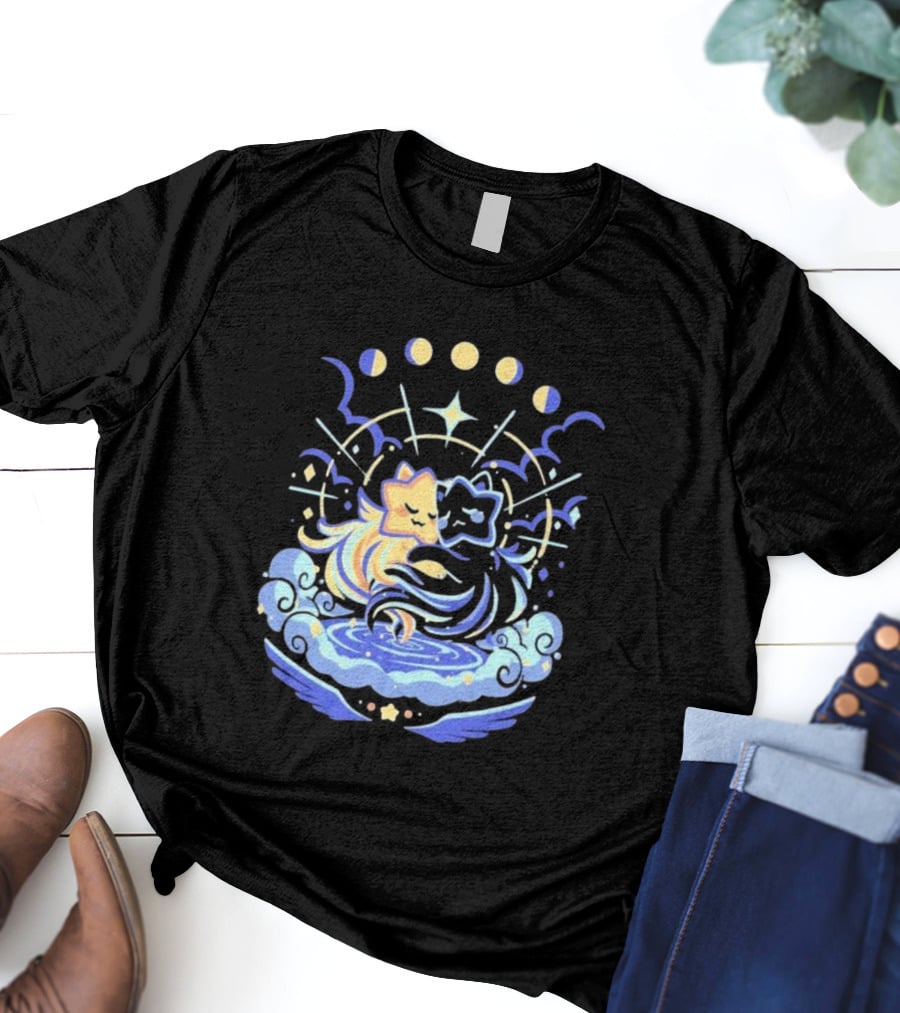 Wishing Stars Miski Celestial Phases Astral Embrace T-Shirt