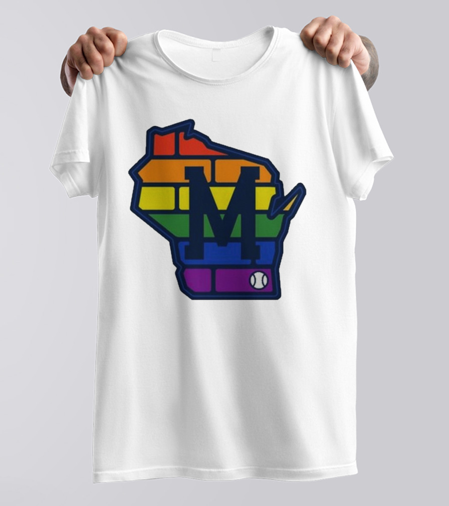 Aurora Health Care Brewers Pride Rainbow Wisconsin Baseball T-Shirt