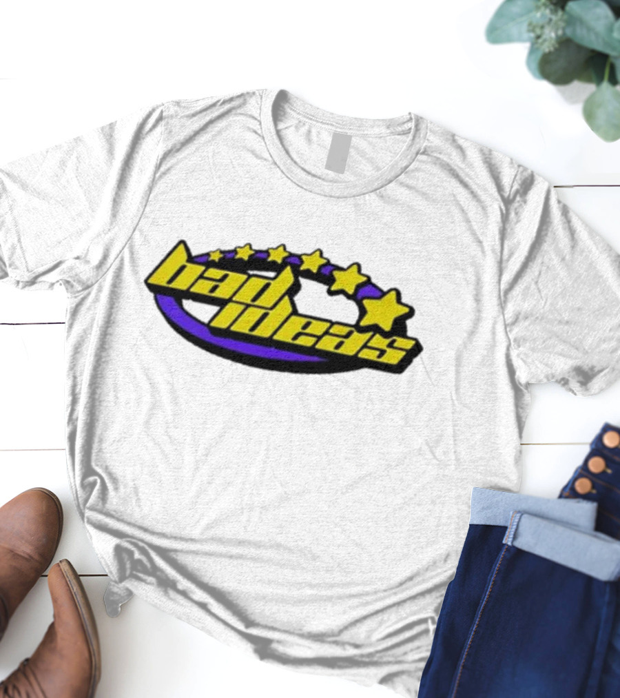 Bad Ideas Content Retro Five Stars Yellow And Purple T-Shirt