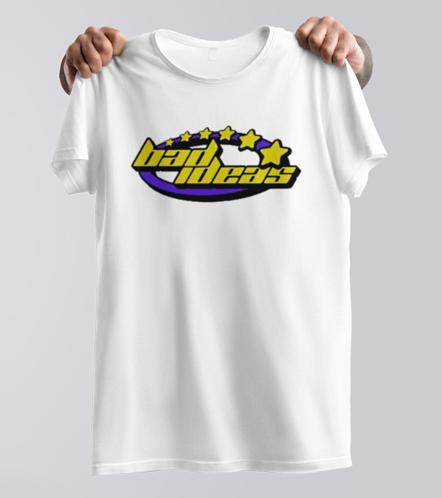 Bad Ideas Content Retro Five Stars Yellow And Purple T-Shirt
