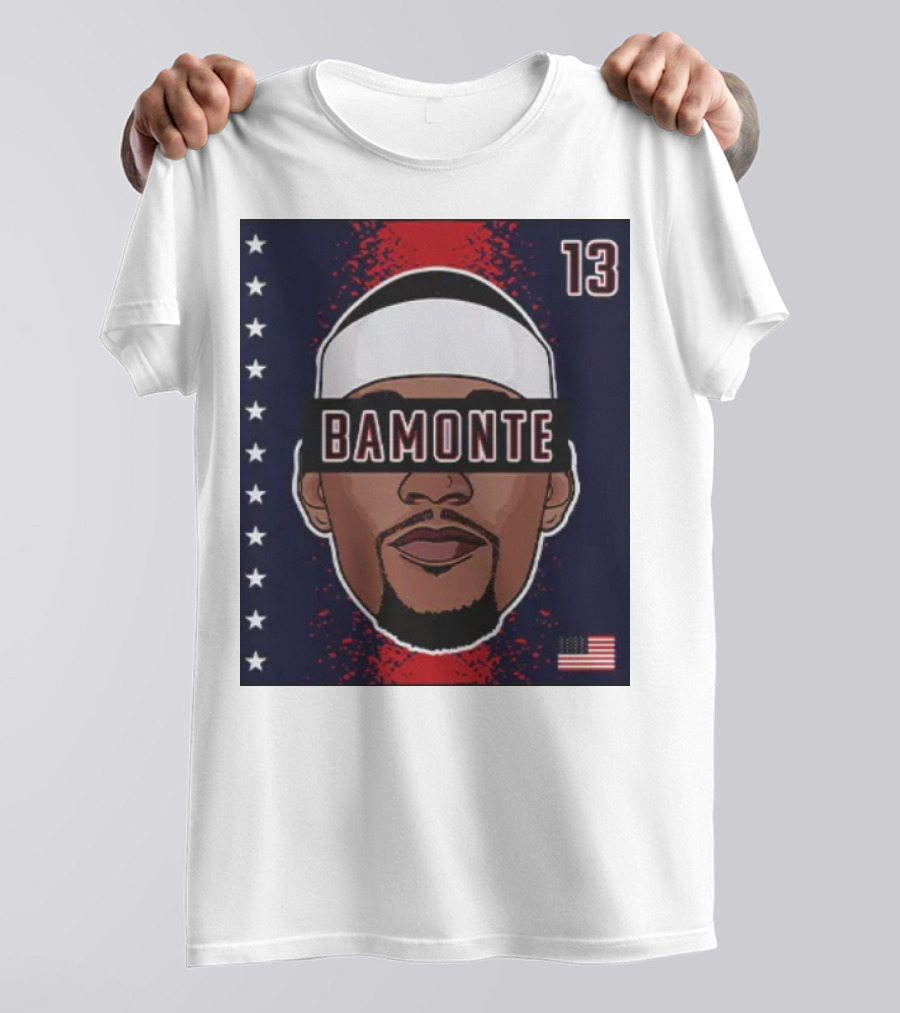Bamonte 13 Stars And Stripes Illustration Bam Adebayo T-Shirt