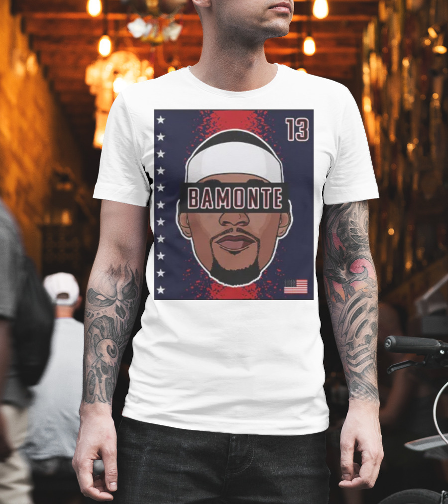 Bamonte 13 Stars And Stripes Illustration Bam Adebayo T-Shirt