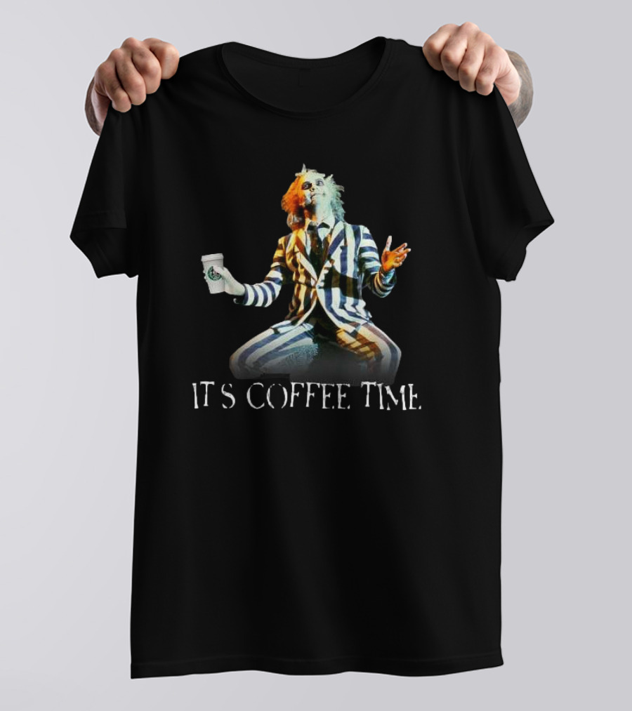 Beetlejuice Holding Coffee It’s Coffee Time T-Shirt