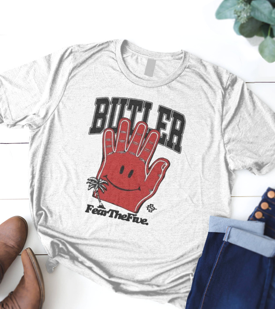 Butler Fear The Five SDSU Smiley Hand Palm Tree T-Shirt