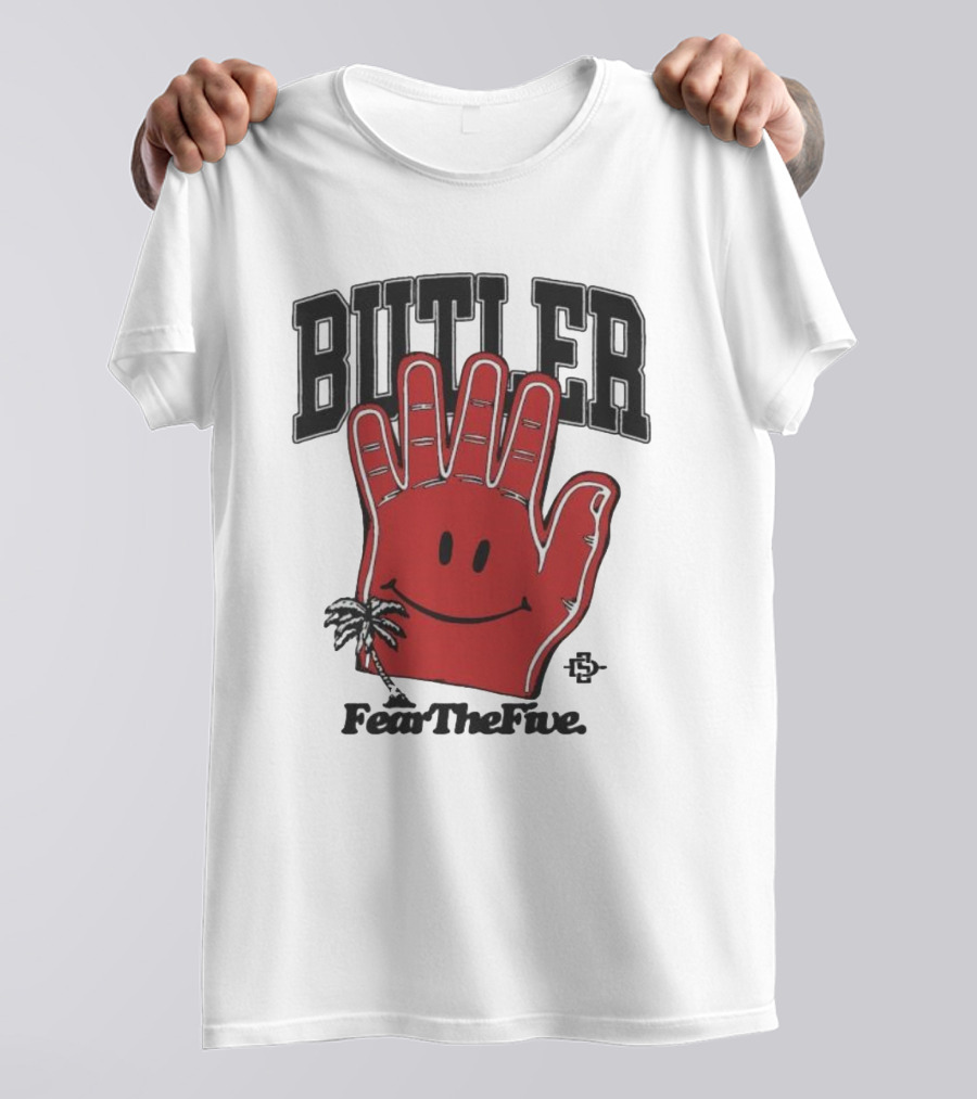 Butler Fear The Five SDSU Smiley Hand Palm Tree T-Shirt