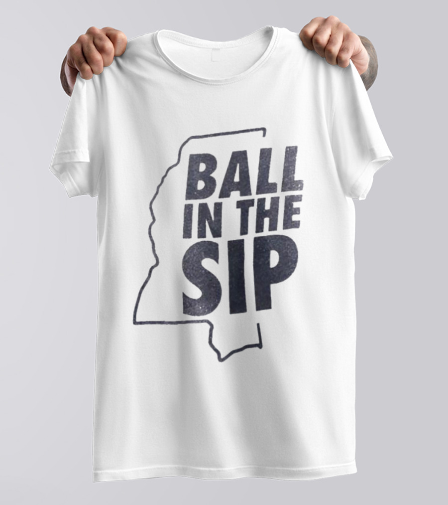 Ball In The Sip Mississippi Outline Lane Kiffin T-Shirt