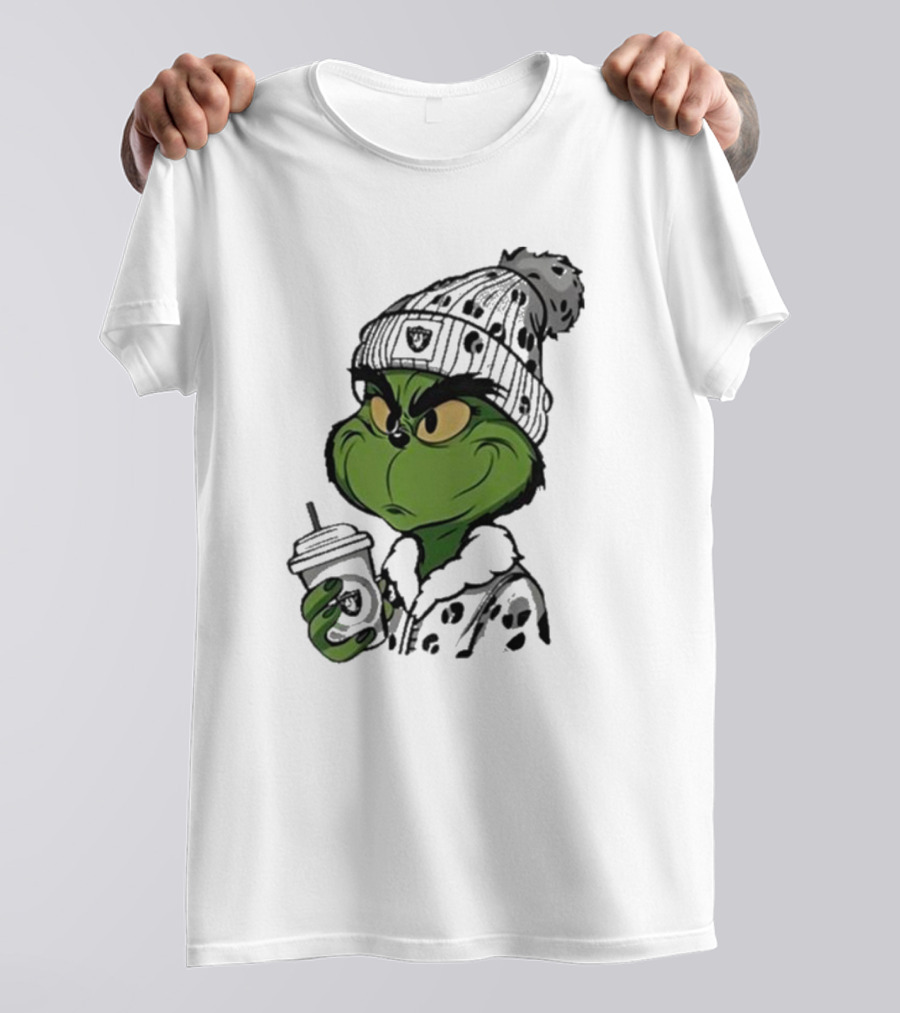 Las Vegas Raiders Grinch Drinking Coffee T-Shirt