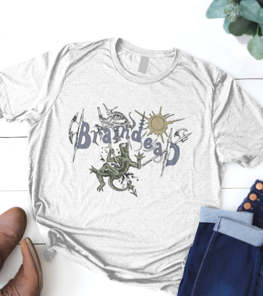 Braindead Lizard Man With Axes And Sun T-Shirt