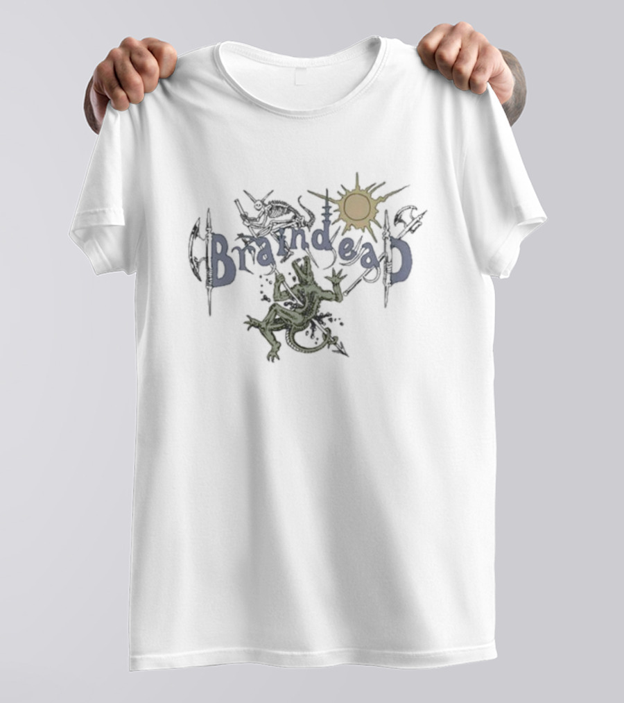 Braindead Lizard Man With Axes And Sun T-Shirt
