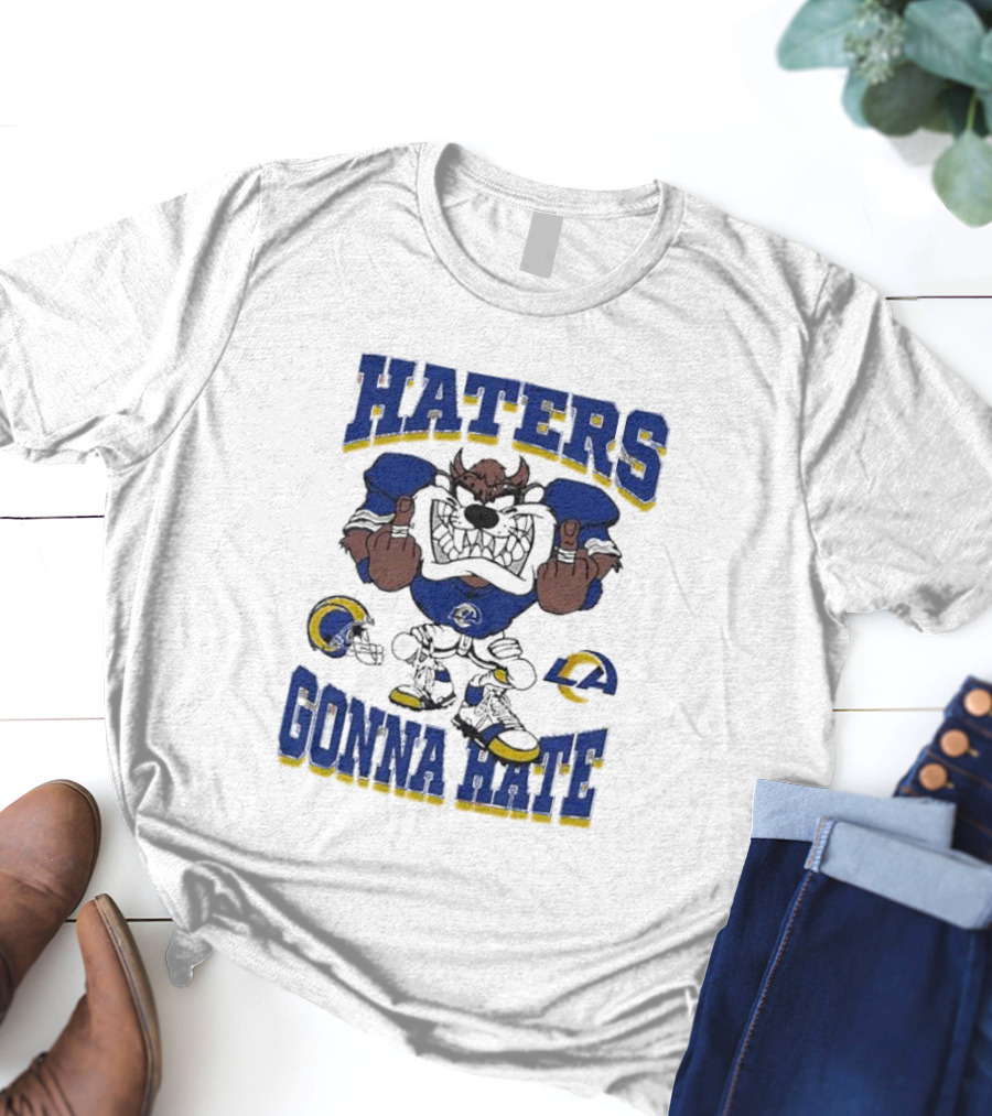 Haters Gonna Hate Los Angeles Rams Mascot Blue And Yellow Football Fan Attitude T-Shirt