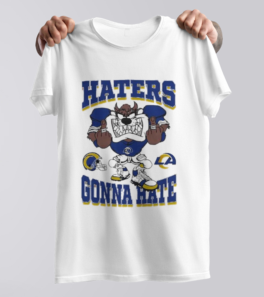 Haters Gonna Hate Los Angeles Rams Mascot Blue And Yellow Football Fan Attitude T-Shirt