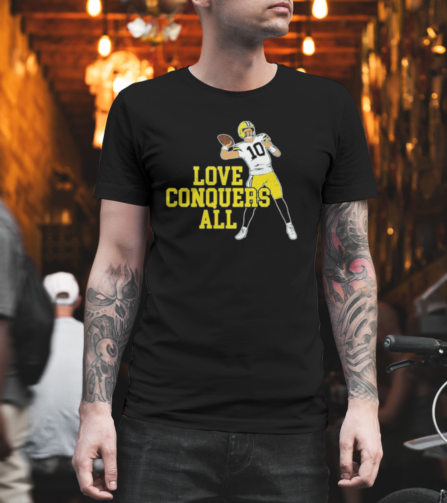 Love Conquers All Bo Nix Oregon Ducks Football Quarterback T-Shirt