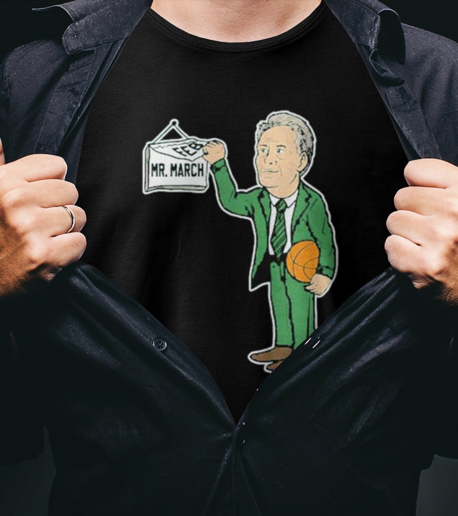 Mr. March Basketball Coach With Calendar In Green Suit Holding Basketball T-Shirt