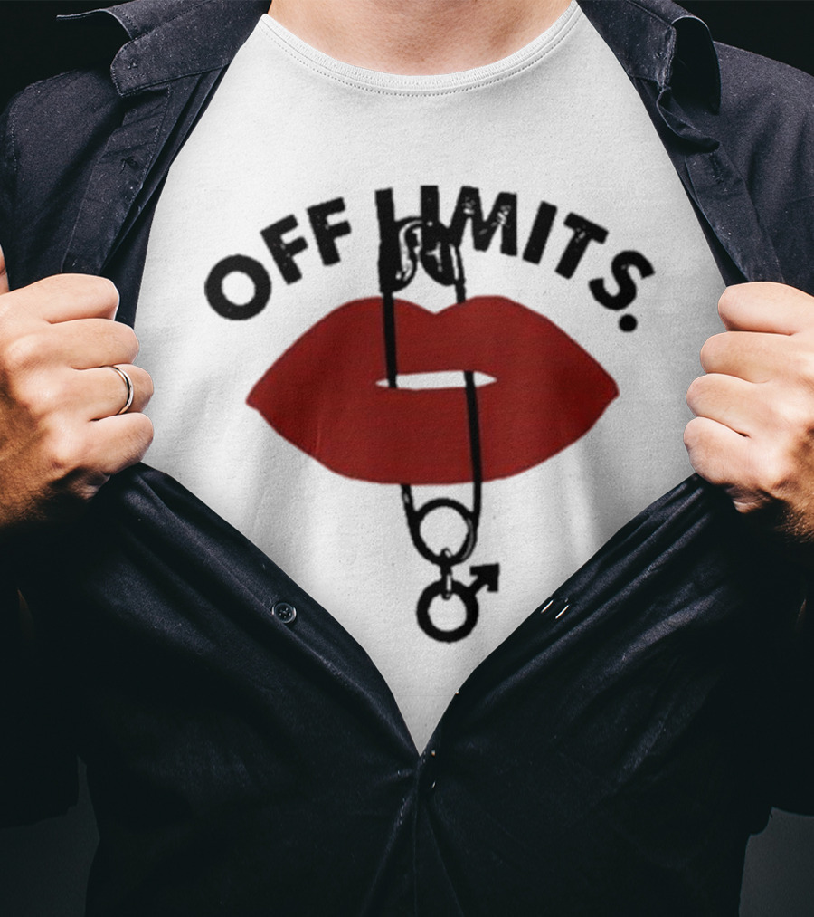 Munawar Faruqui Off Limits Red Lips Safety Pin T-Shirt