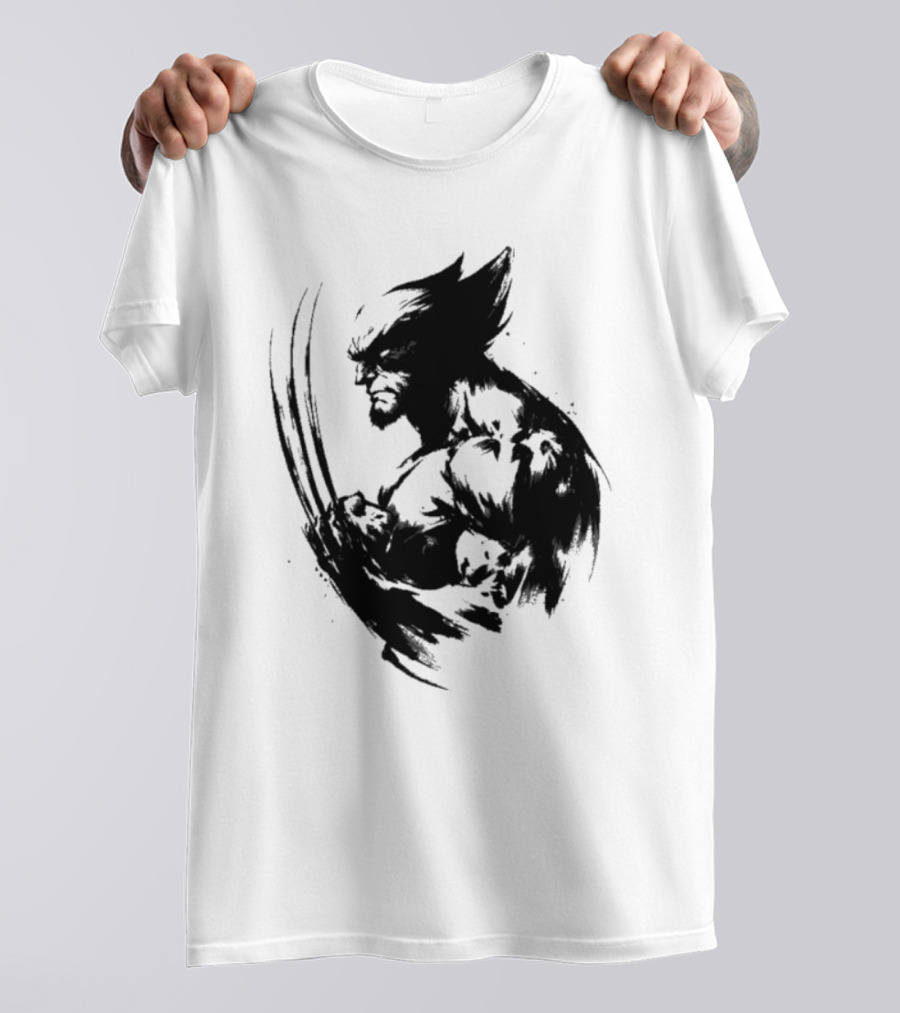 Mutant Inked Wolverine Claw Shadows Sketch T-Shirt