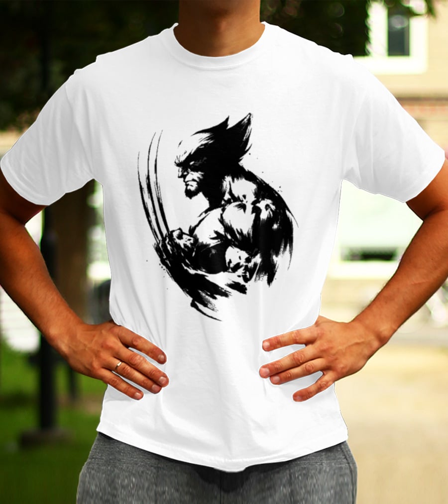 Mutant Inked Wolverine Claw Shadows Sketch T-Shirt
