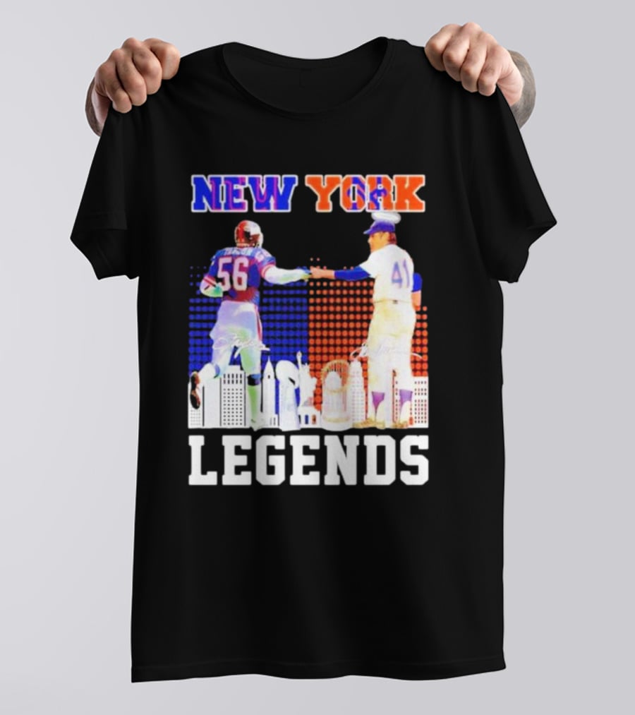 New York Lawrence Taylor Tom Seaver Legends Signatures T-Shirt