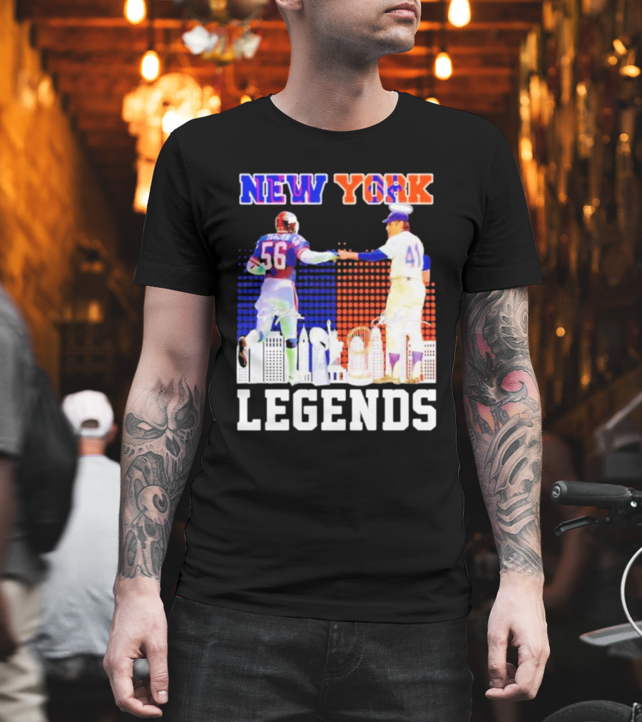 New York Lawrence Taylor Tom Seaver Legends Signatures T-Shirt