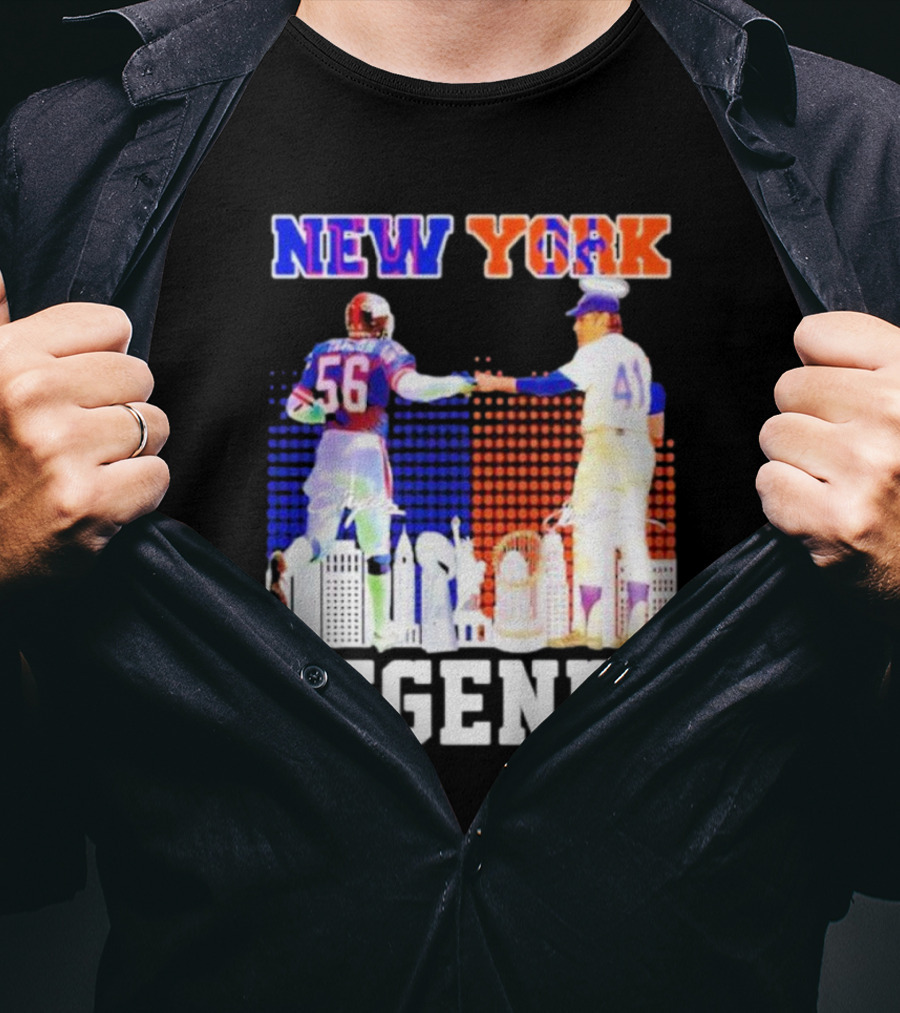 New York Lawrence Taylor Tom Seaver Legends Signatures T-Shirt