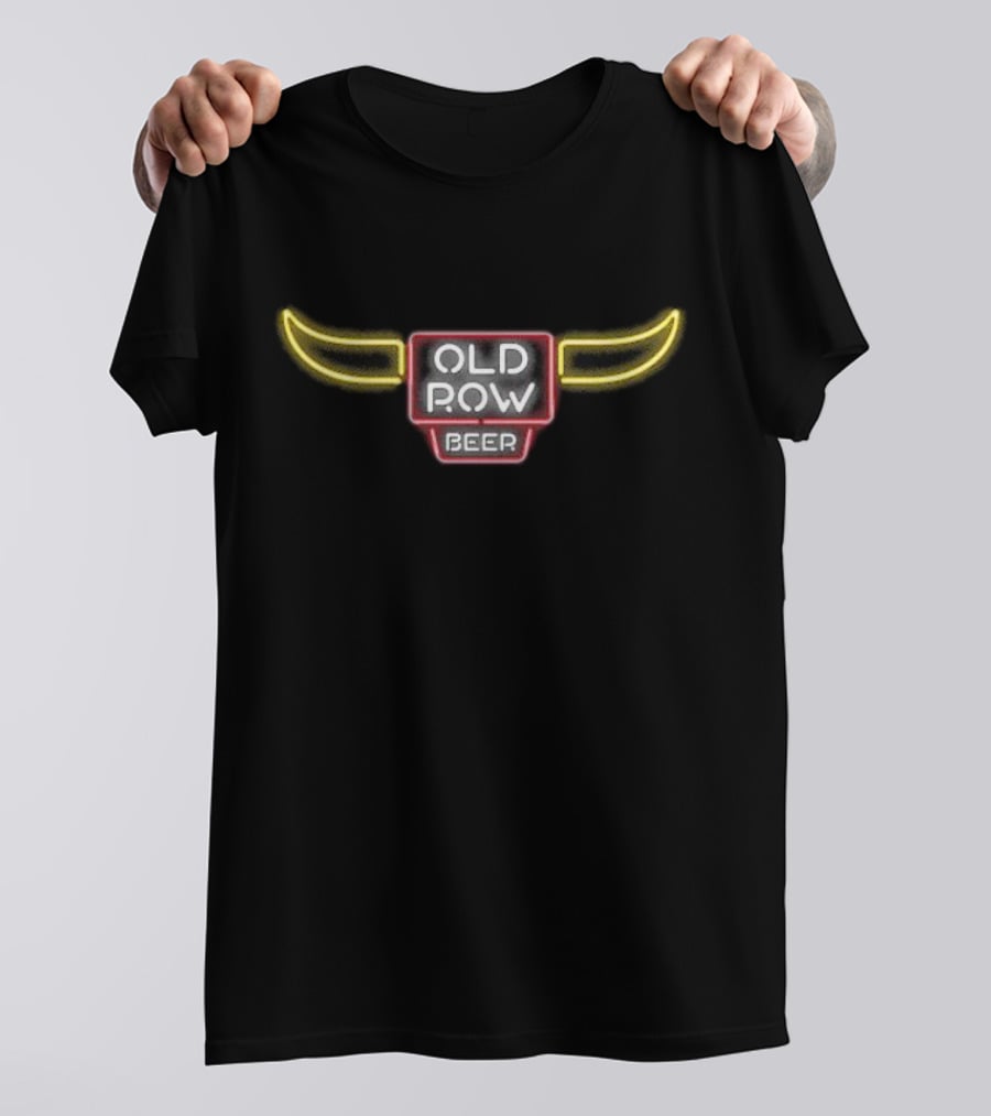 Old Row Beer Neon Light Bull Horns T-Shirt