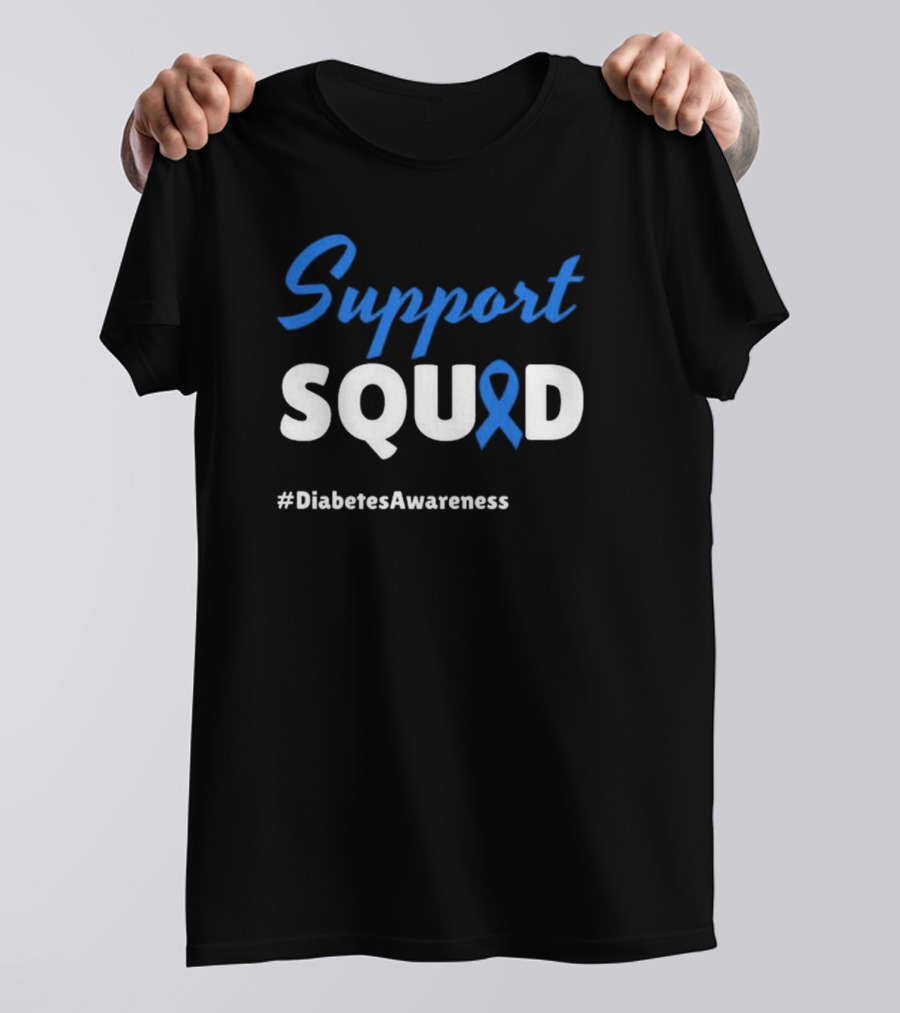 Support Squad Blue Ribbon #DiabetesAwareness T-Shirt