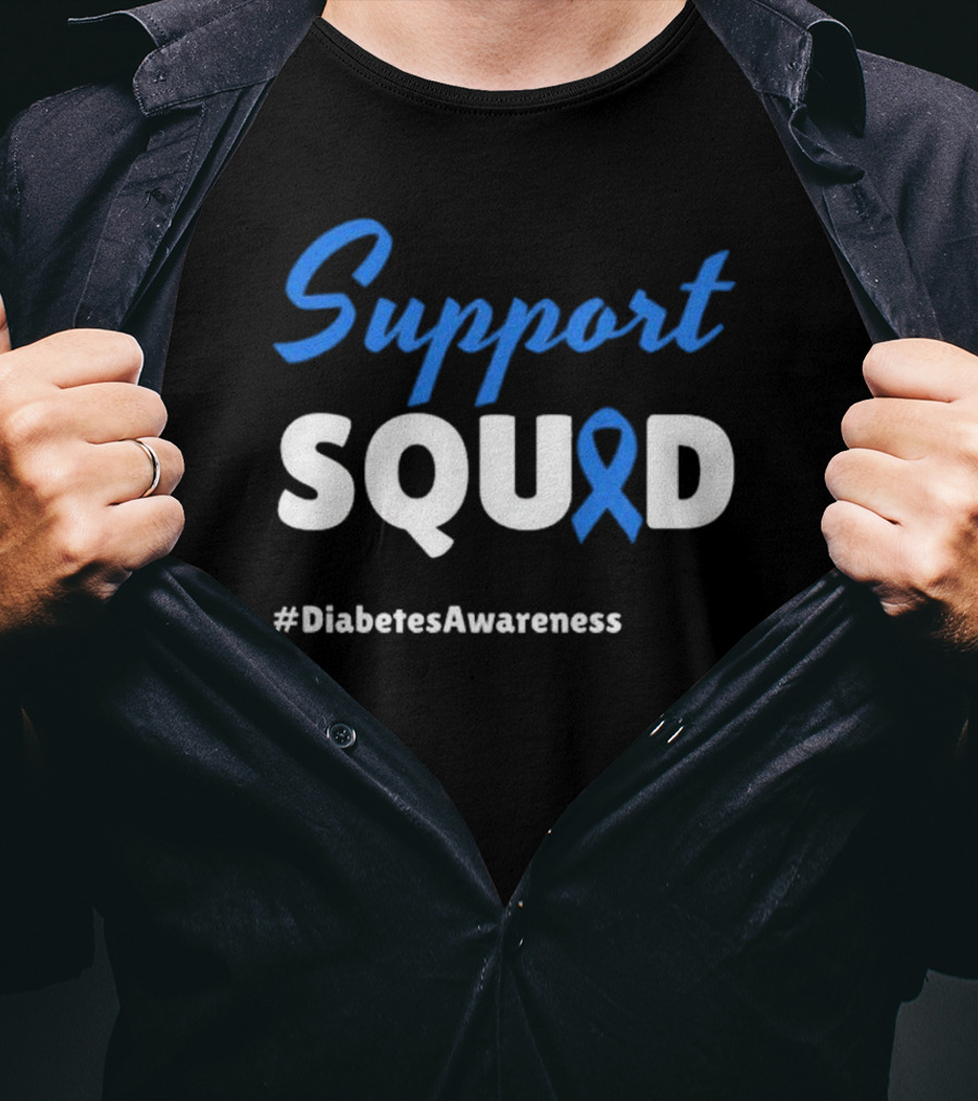 Support Squad Blue Ribbon #DiabetesAwareness T-Shirt