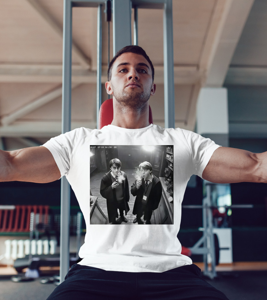 Harry And Ron Smoking Hogwarts CCTV Aesthetic T-Shirt