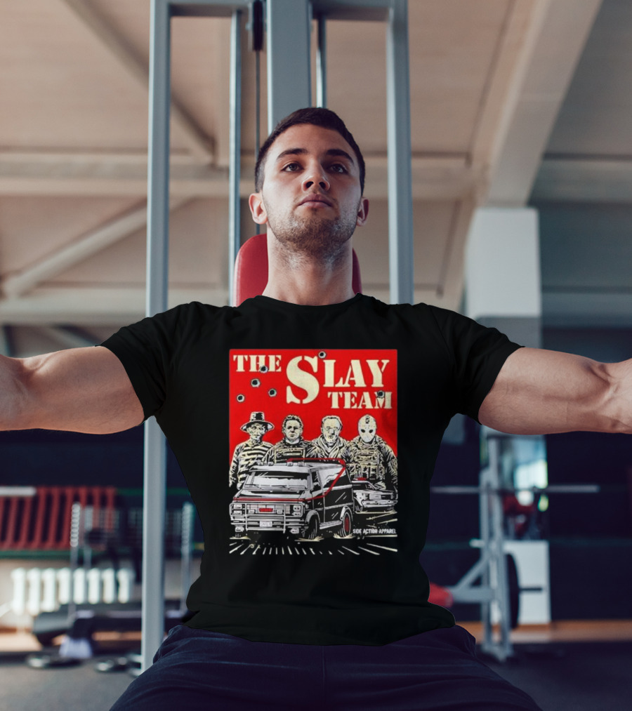 The Slay Team Horror Movies Characters Side Action T-Shirt
