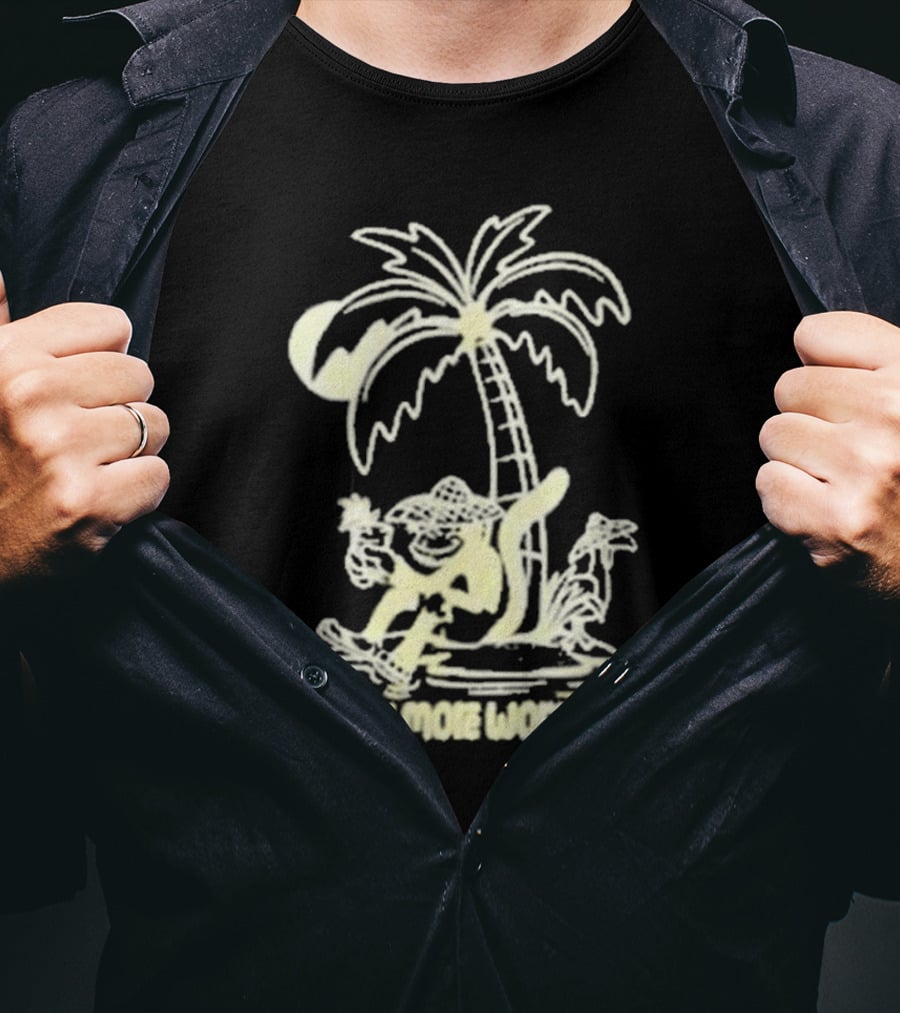 Relax More Worry Less Monkey Under Palm Tree With Drink T-Shirt