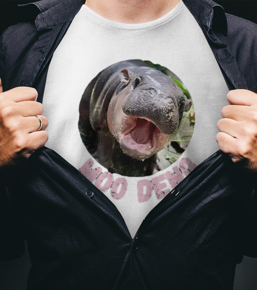 Moo Deng Cute Baby Hippo Picture Thai Bouncy Pig T-Shirt